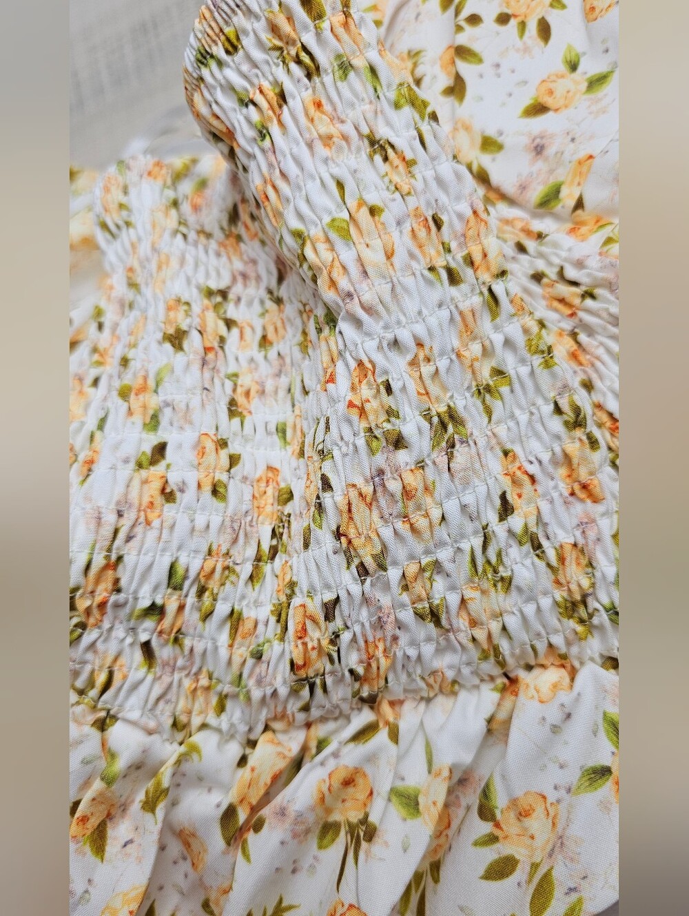 White Flower Mid Length Dress